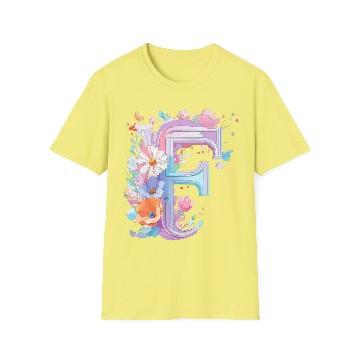Floral Letter F T-Shirt | Watercolor Monogram Tee