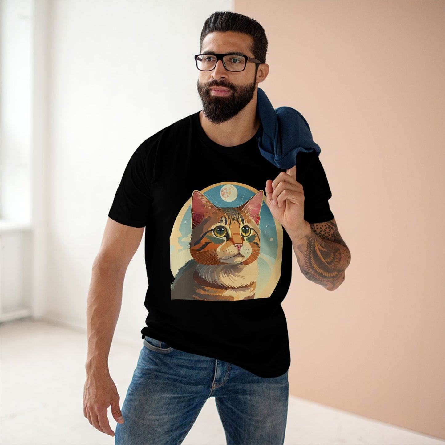 Cat Shirt Unisex Premium Cotton Tee With Original Cat Art Design Retro2Nova Soft Breathable Regular Fit