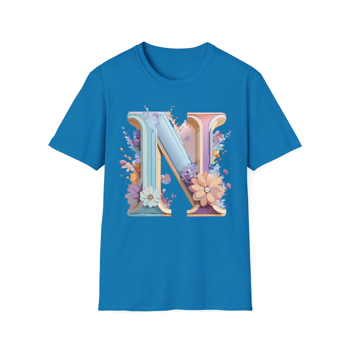 Floral Letter N T-Shirt | Monogram Initial N Tee