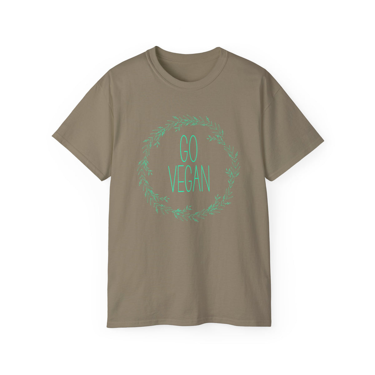 Go Vegan Wreath Tee | Plant-Based Vegan Shirt, Green Botanical Design