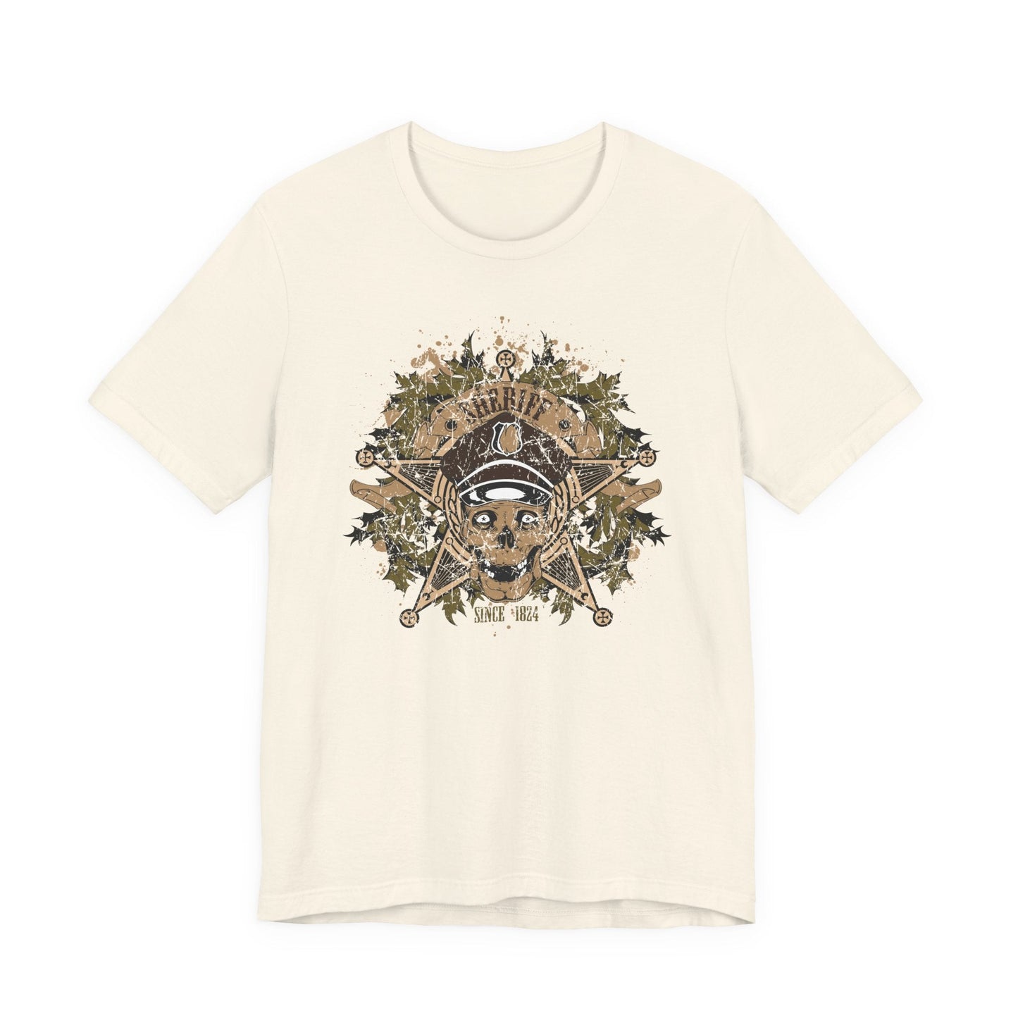 Skull Floral Emblem Graphic Unisex Cotton Tee Art-45