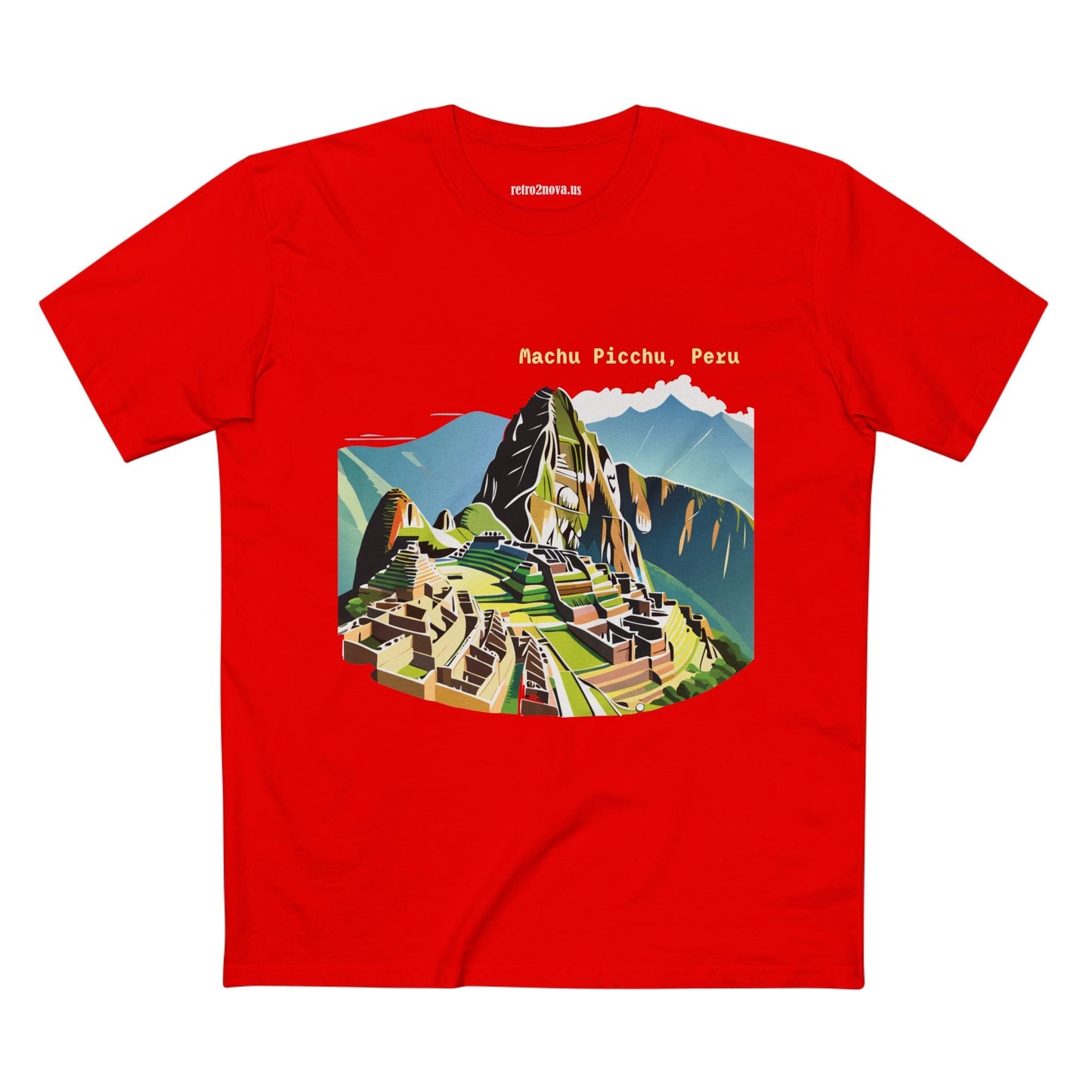 Unisex Machu Picchu Travel Shirt Premium Cotton Tee With Original Retro2Nova Art Design