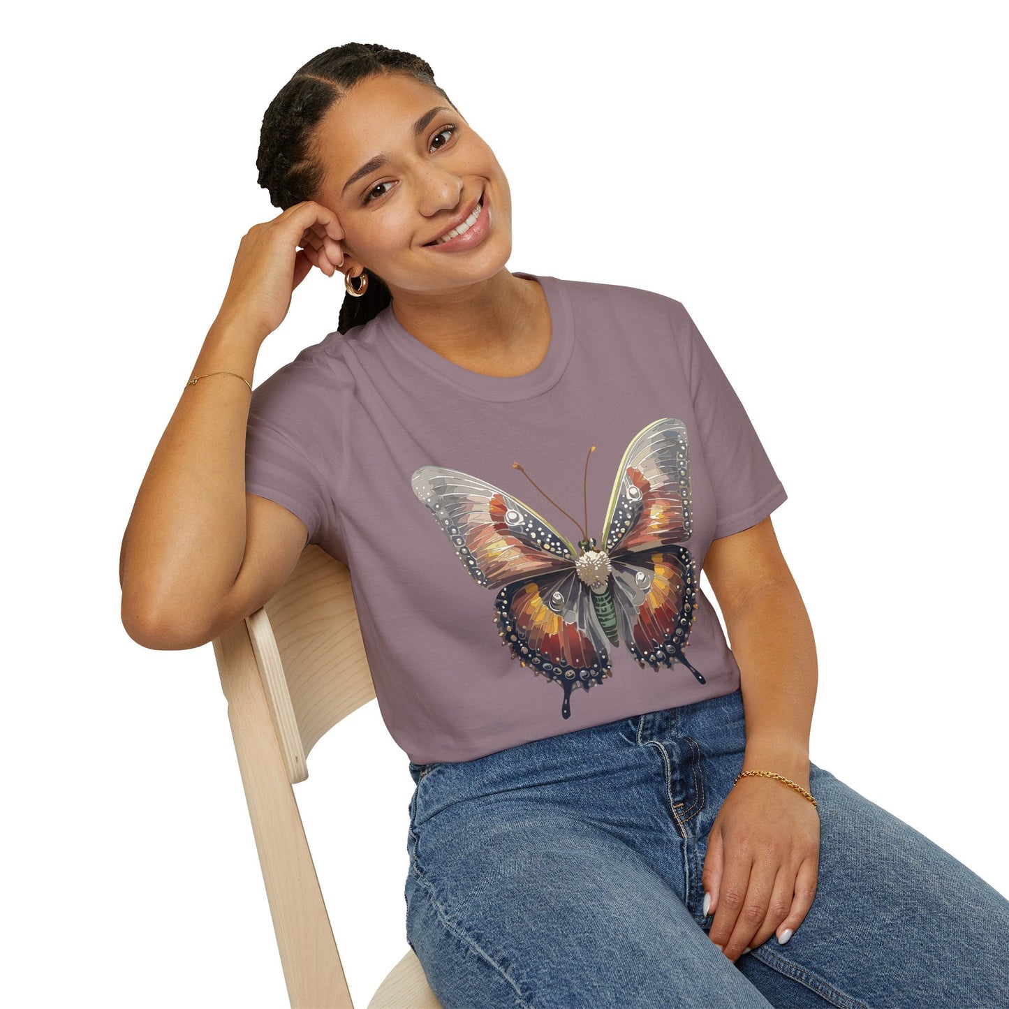Butterfly Shirt Unisex Lightweight 100 Cotton Gildan Softstyle 64000 Tee Monarch Butterfly Design