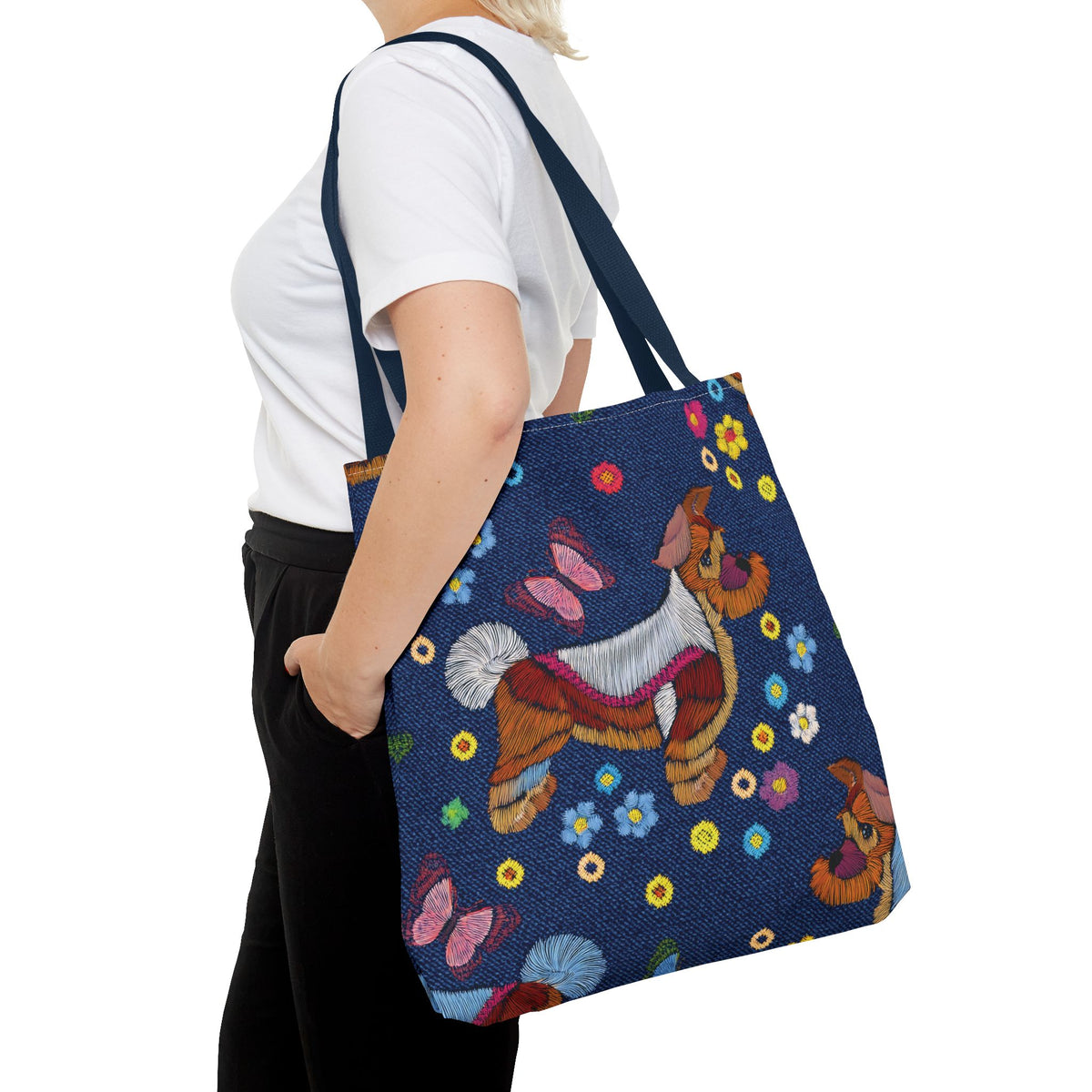 Denim Fabric Imitation Print Unisex Canvas Bag Poly Spun 3 Sizes Tote Bag 191-8