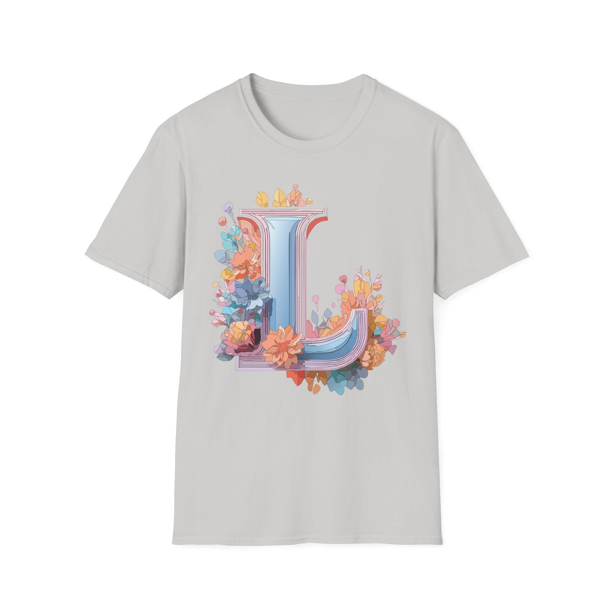 Floral Letter L T-Shirt | Monogram Initial Tee
