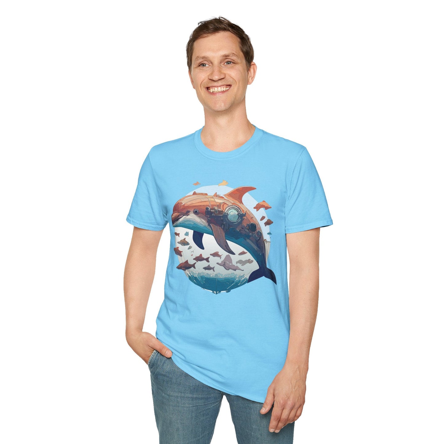 Unisex Dolphin Shirt Softstyle Tee Gildan 64000 Ring Spun Cotton Animal Graphic Design