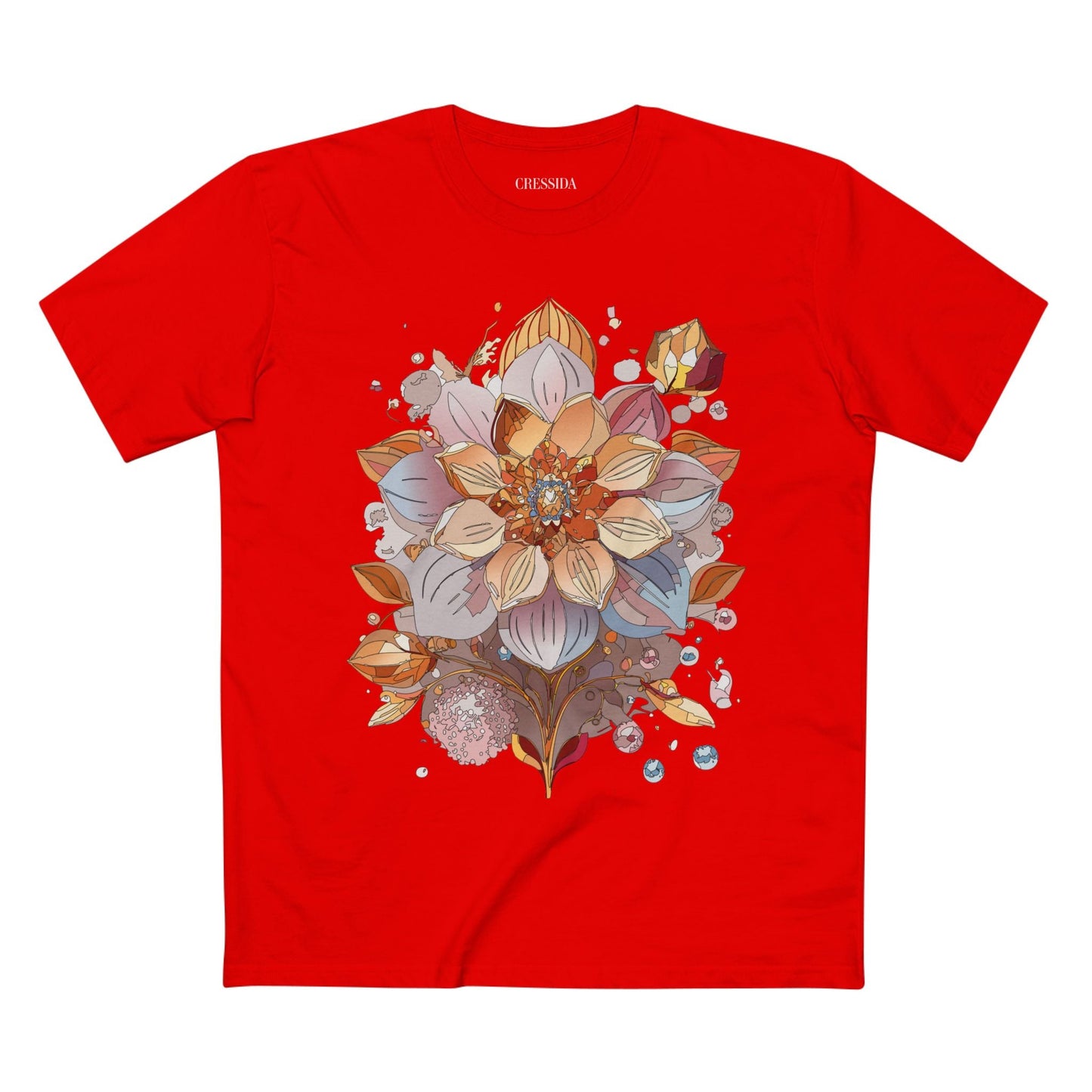 Floral Graphic T-Shirt Unisex 100 Cotton Art Design with Antique Flowers Tee 5