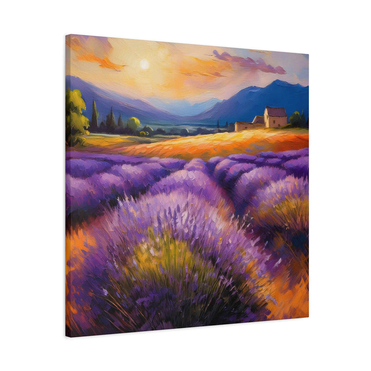 Lavender Landscape Print Canvas, Landscape Oil Paint Print 20x20, 24x24, 30x30, 32x32, 36x36 Art Design Print Non-Frame MC-33