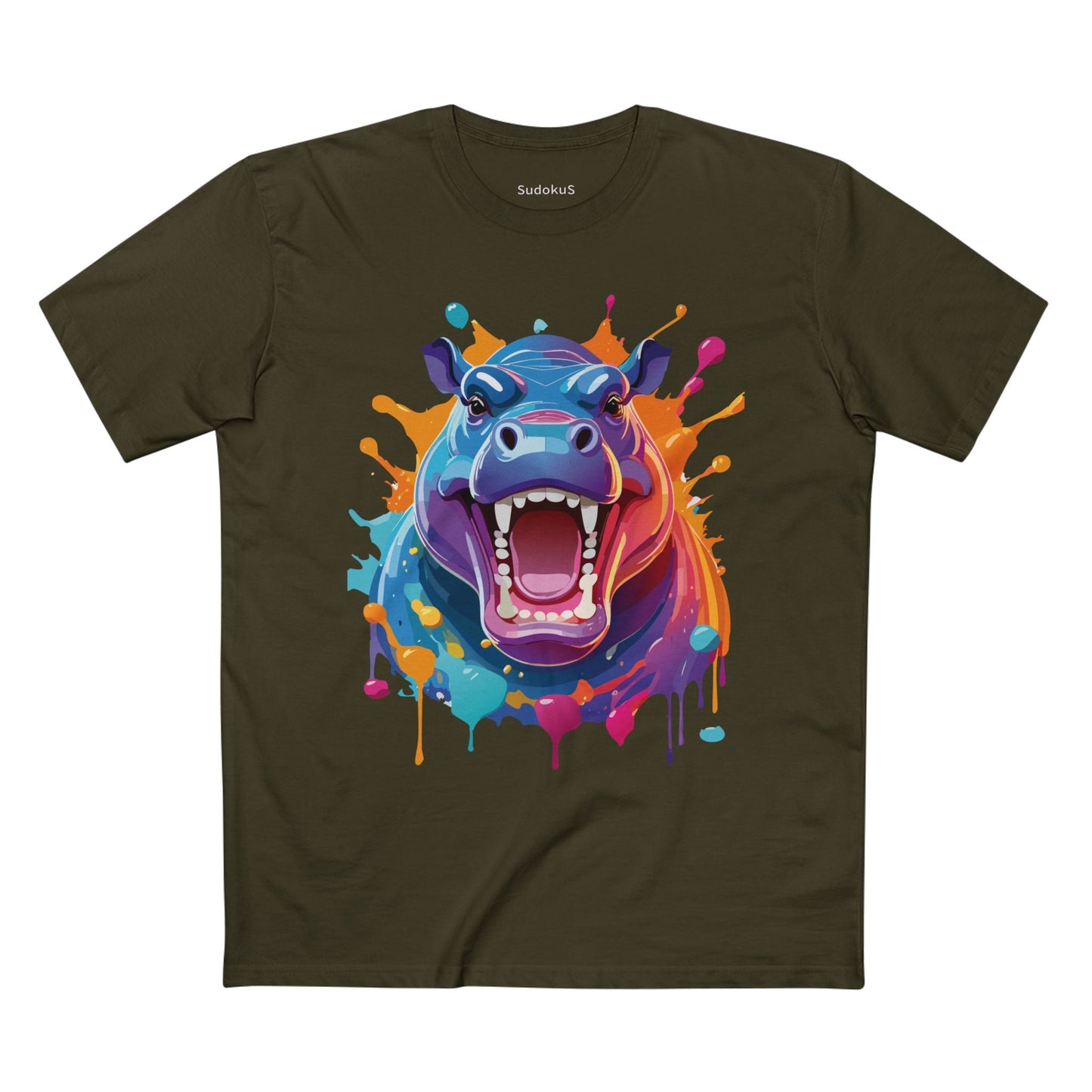 Hippo Graphic Unisex 100 Cotton Staple Tee with Animal Design Artwork 4