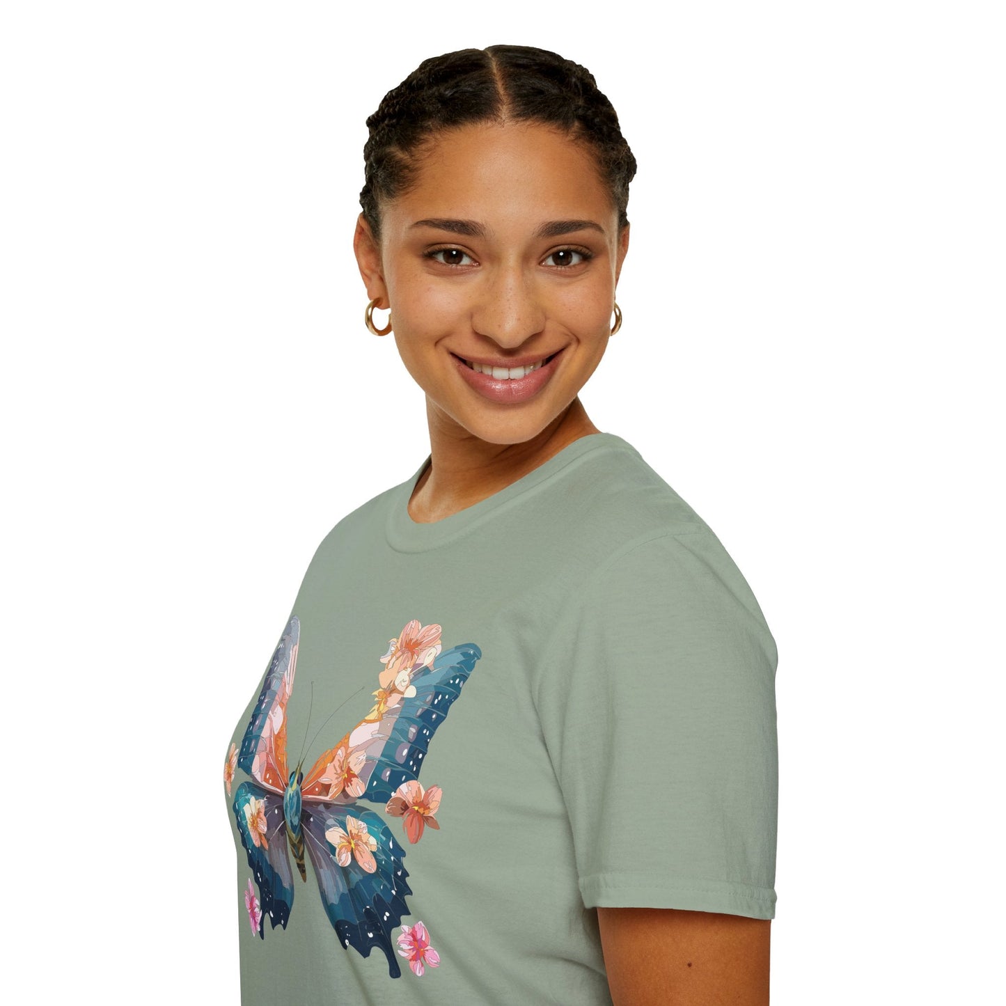 Butterfly Shirt Unisex T Shirt Monarch Print Gildan Softstyle 64000 Ring Spun Cotton Tee