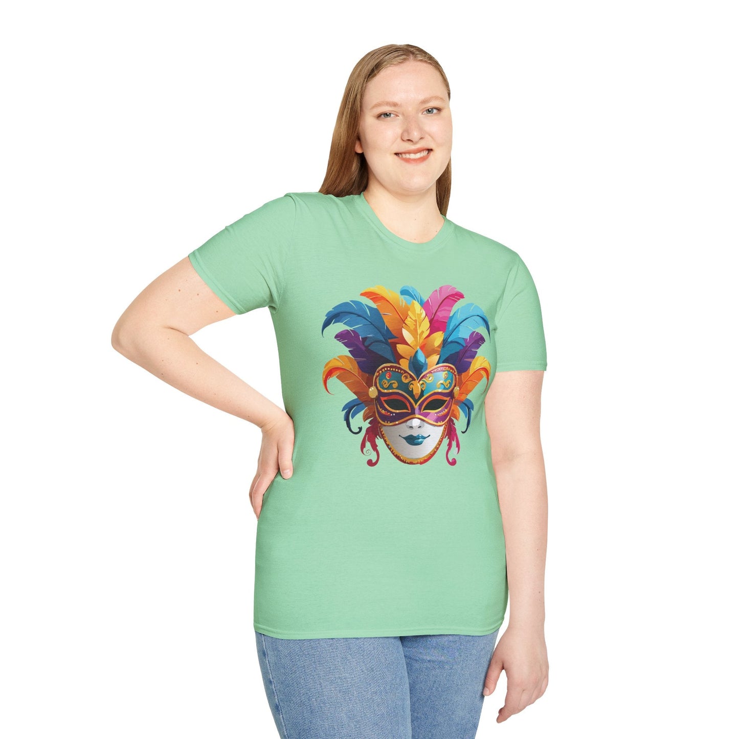 Mask Tee Shirt Unisex Masquerade Design Gildan Softstyle 64000 100 Percent Cotton