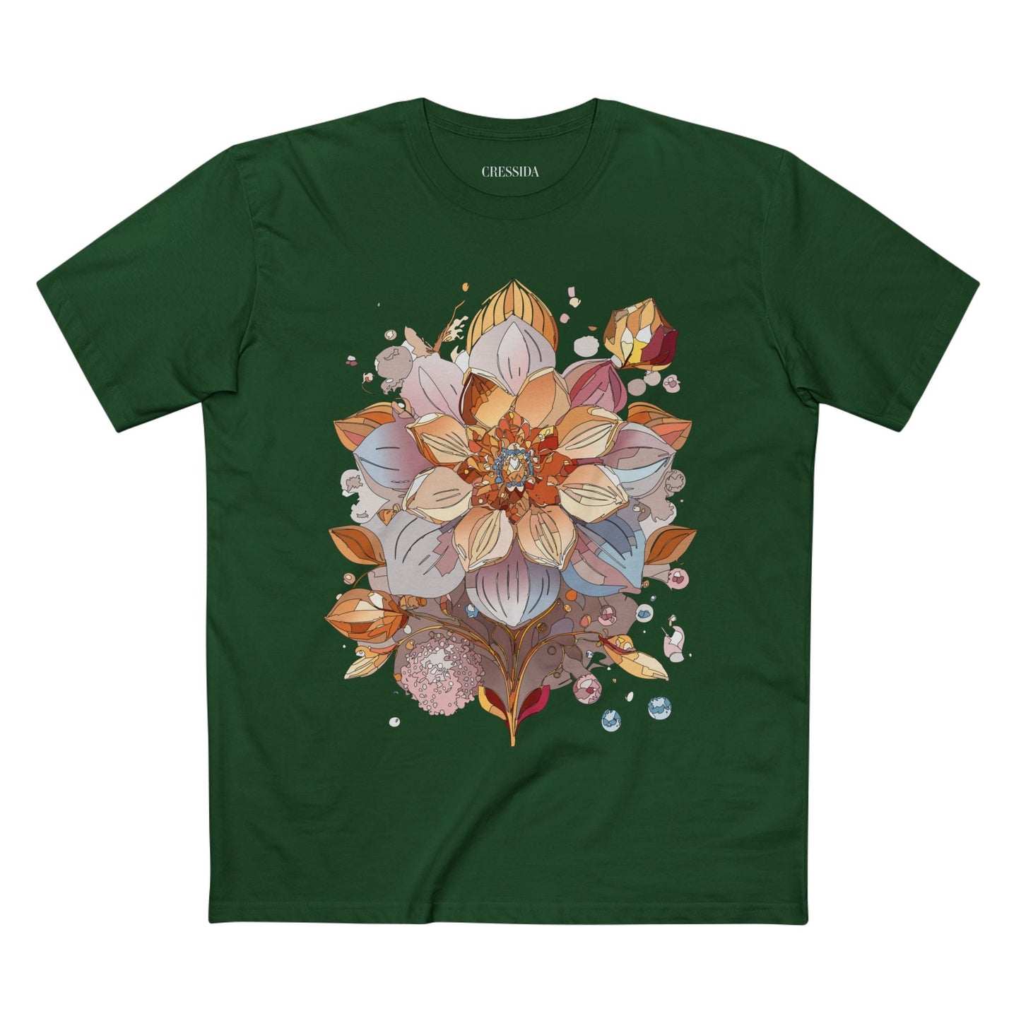 Floral Graphic T-Shirt Unisex 100 Cotton Art Design with Antique Flowers Tee 5