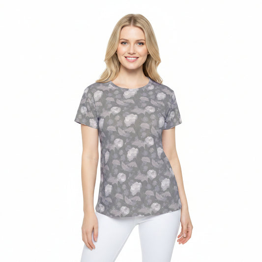 Women Poly T-Shirt with Floral Print