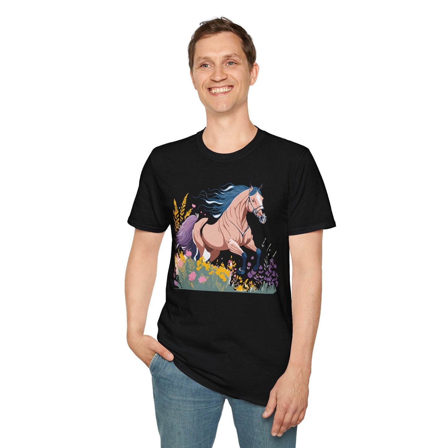 Unisex Horse Shirt With Animal Design Gildan Softstyle 64000 Tee
