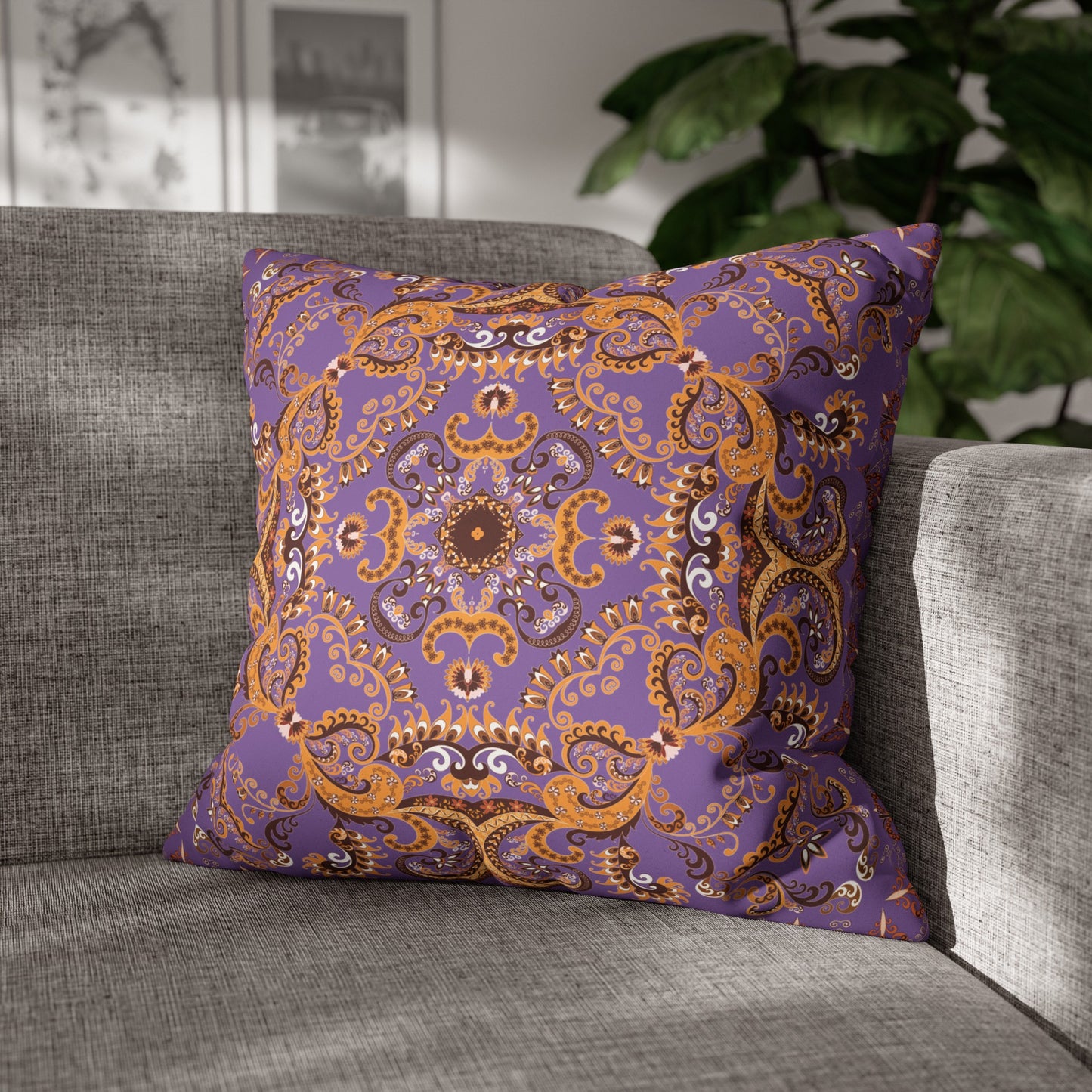 Faux Suede Pillowcase with Ornament