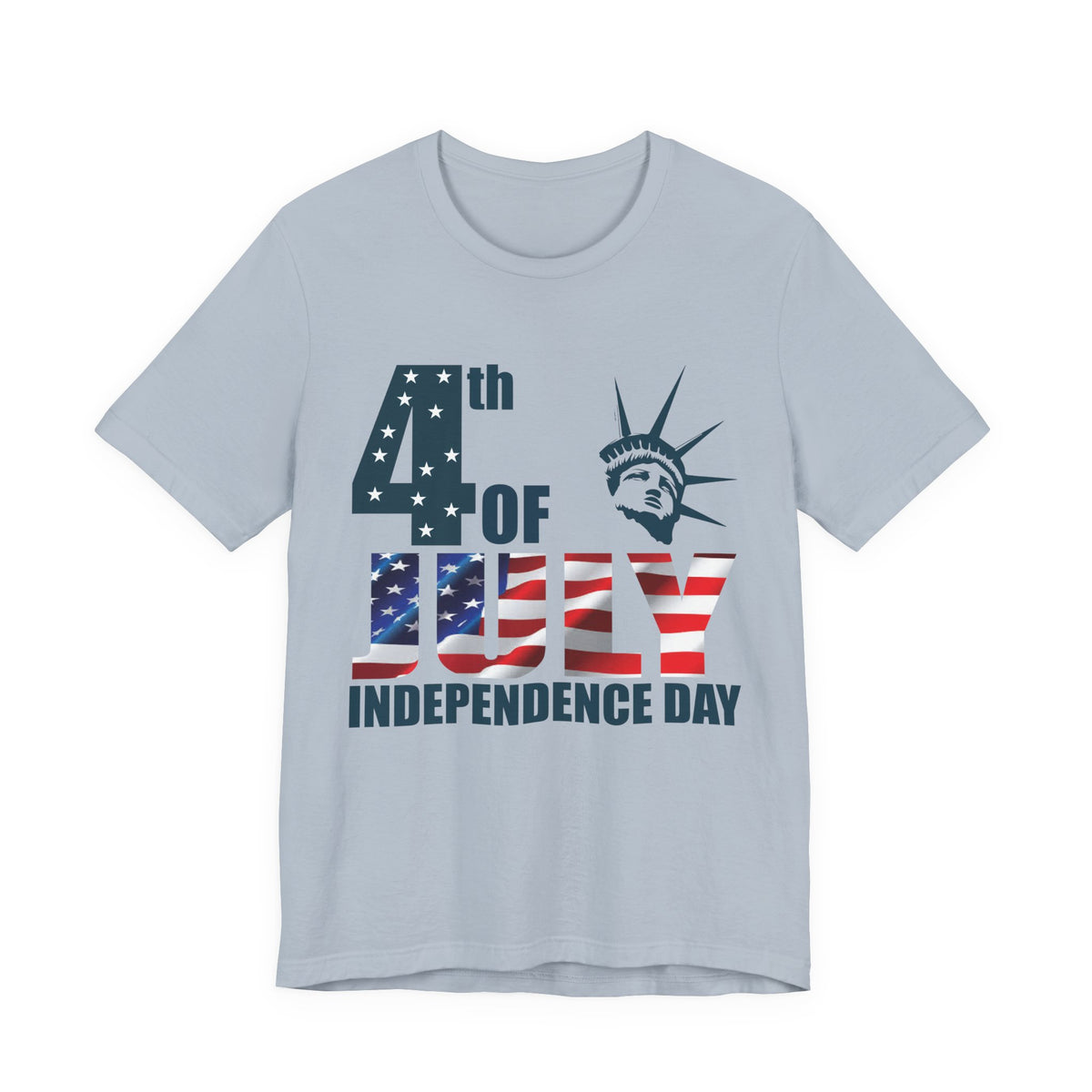 4th of July Independence Day T-Shirt American Flag Statue of Liberty Design Unisex Cotton 026