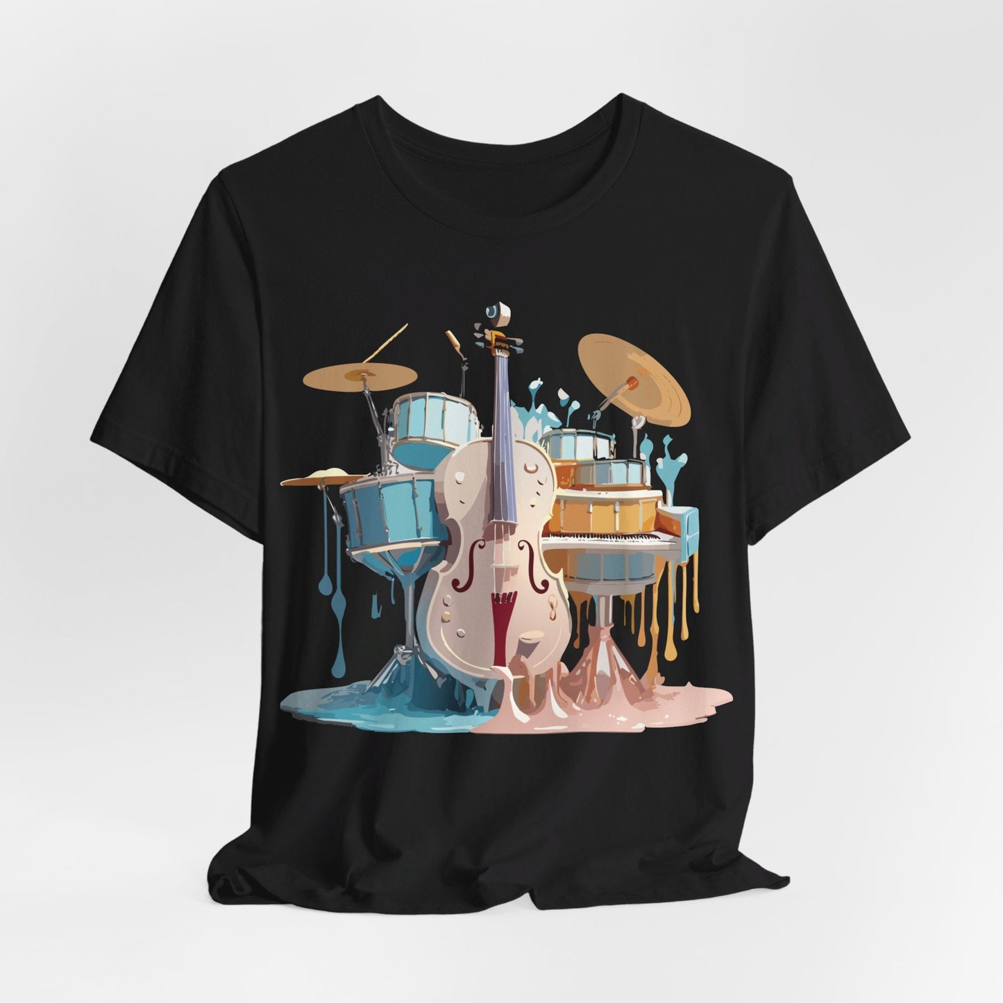 Music Graphic Unisex 100 Cotton Vintage Art with Musical Elements Tee 84