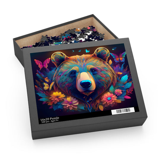 Puzzles-51 Kids Bear Puzzle 500-Piece  Floral Bear Puzzle 500-Piece, Animals Kids Puzzles Size: 16" x 20",  Ages 9+