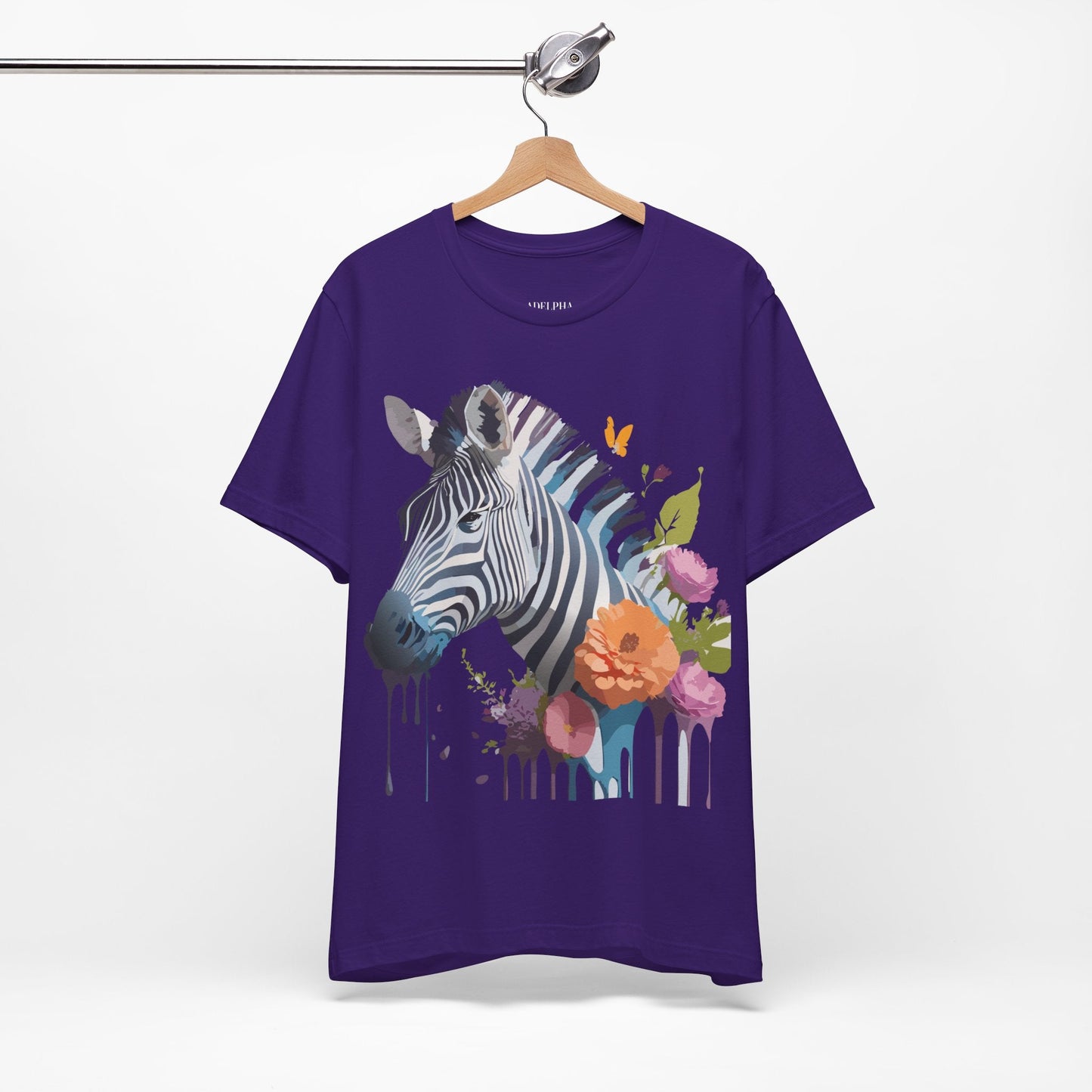 Unisex Zebra Graphic Tee Featuring Adelpha Artwork Vintage Inspired Short Sleeve Shirt