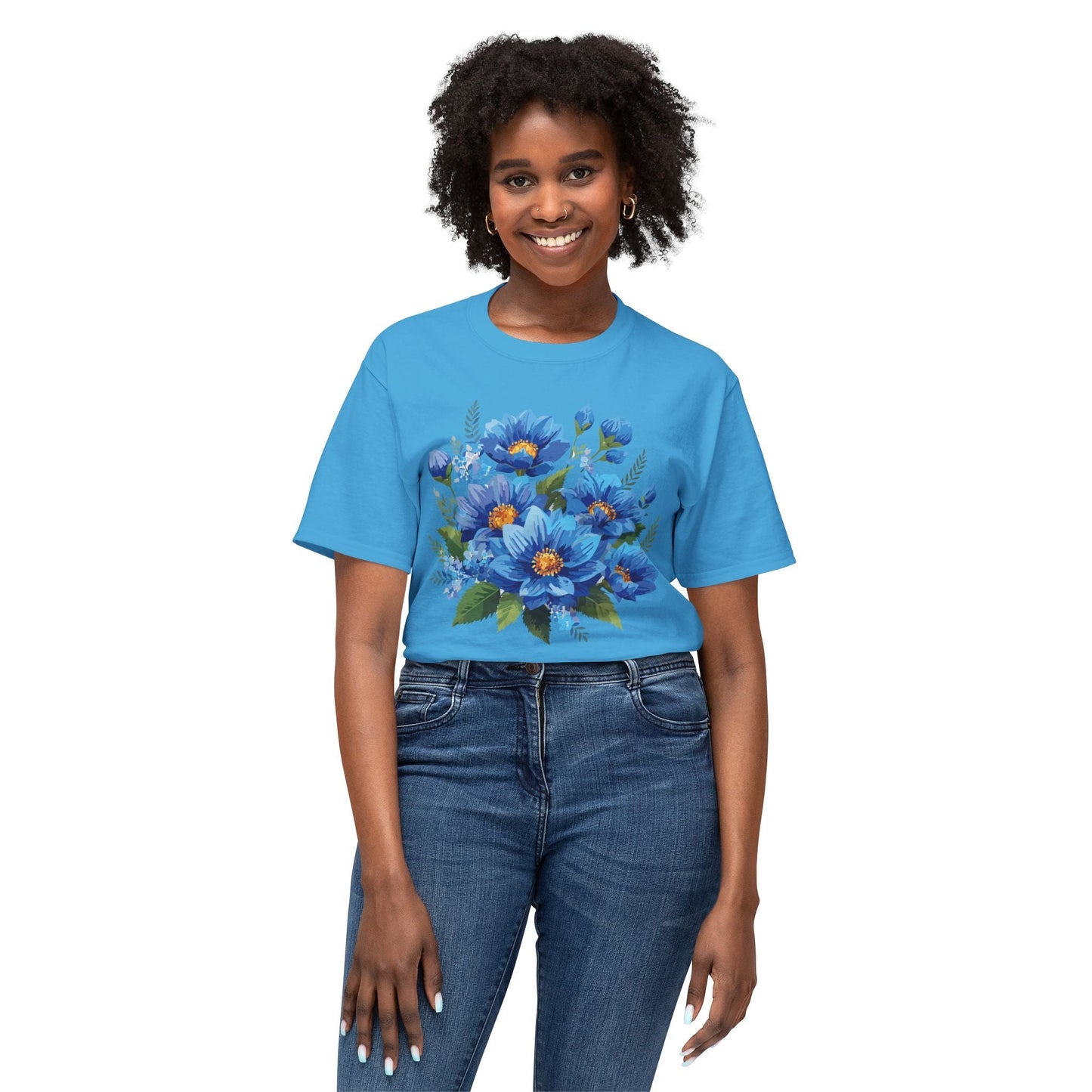 Unisex Floral T Shirt with Vintage Flower Art Print HD Cotton Tee Designed In USA