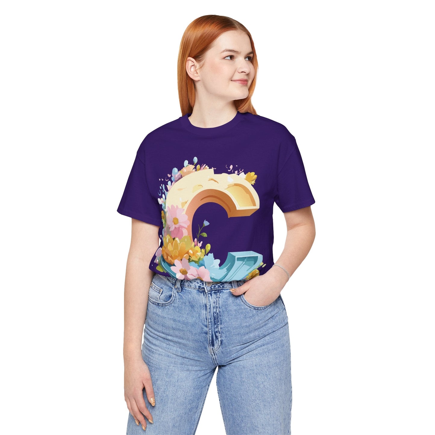 Letter C Graphic Tee Premium Unisex Vintage Art Design Shirt By Adelpha Short Sleeve