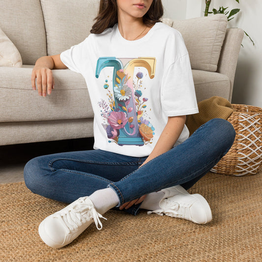 Floral Letter T Monogram T-Shirt | Botanical Initial Tee