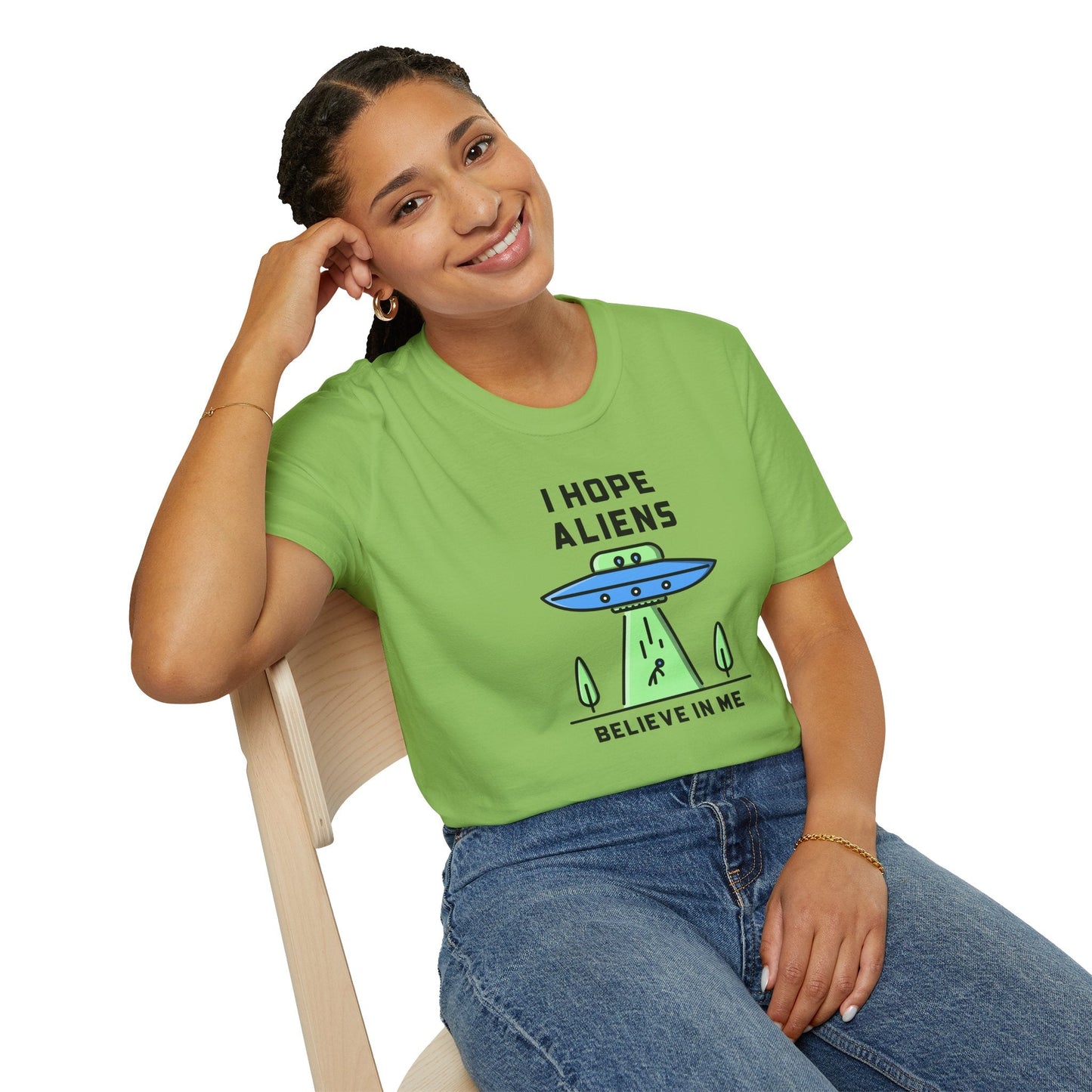 Alien UFO TShirt  I Hope Aliens Believe In Me Cute SciFi Graphic Tee