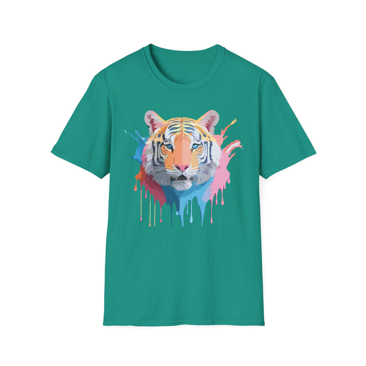 Colorful Tiger Portrait T-Shirt | Watercolor Drip Animal Tee