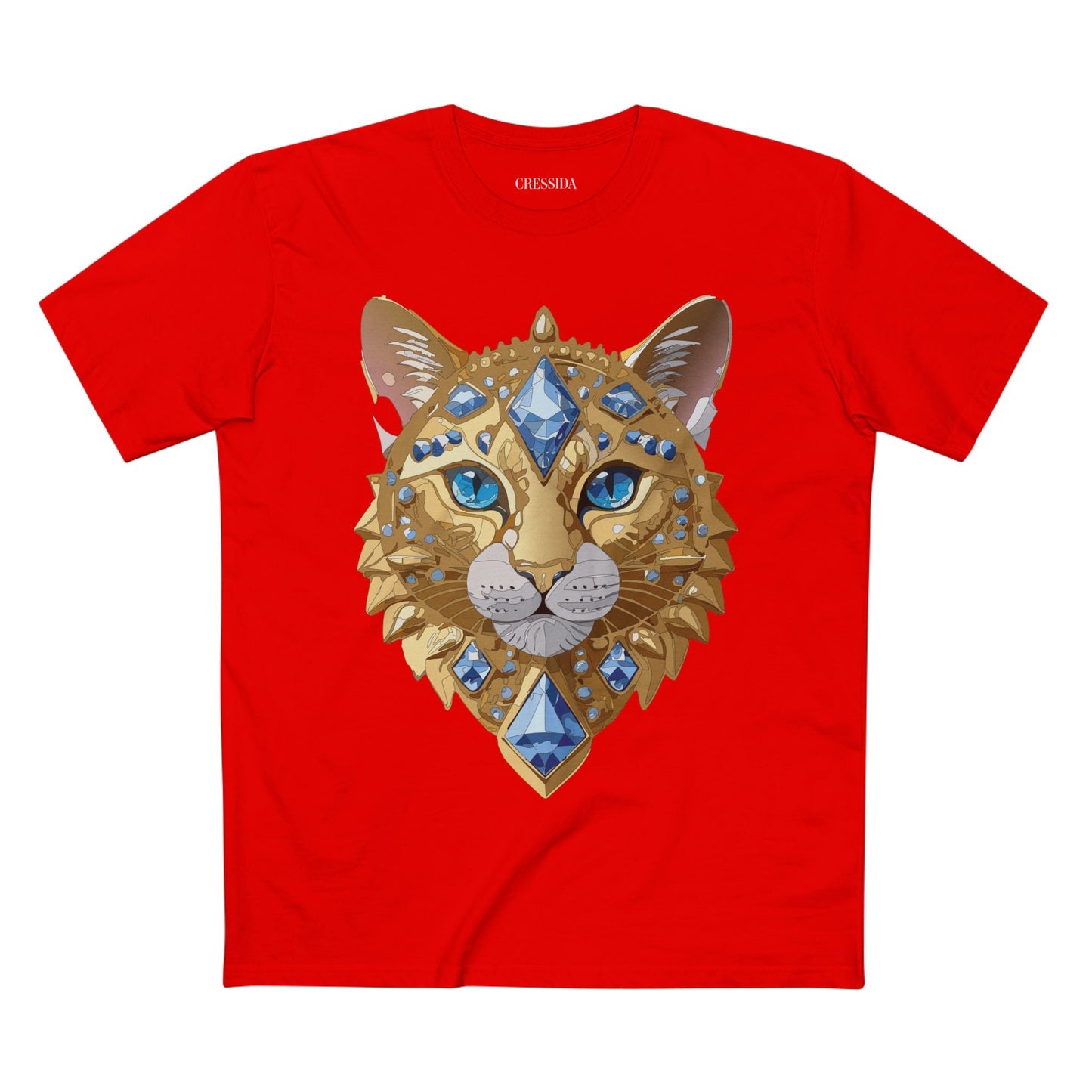 Cat Graphic Unisex 100 Cotton Tee With Unique Animal Golden Medallion Art Design 12