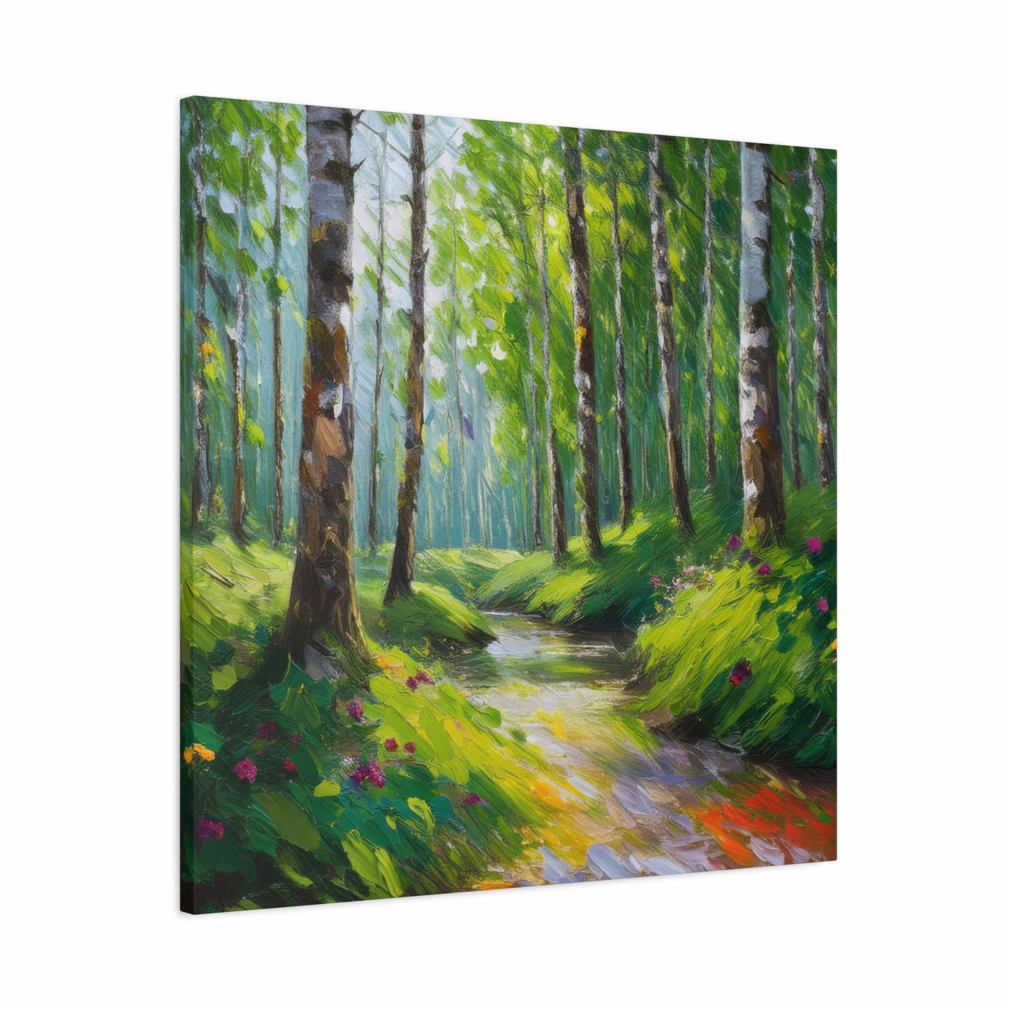 Summer Forest Print Canvas, Oil Paint Print 20x20, 24x24, 30x30, 32x32, 36x36 Art Design Print Pine-Wood Inner Frame MC-85