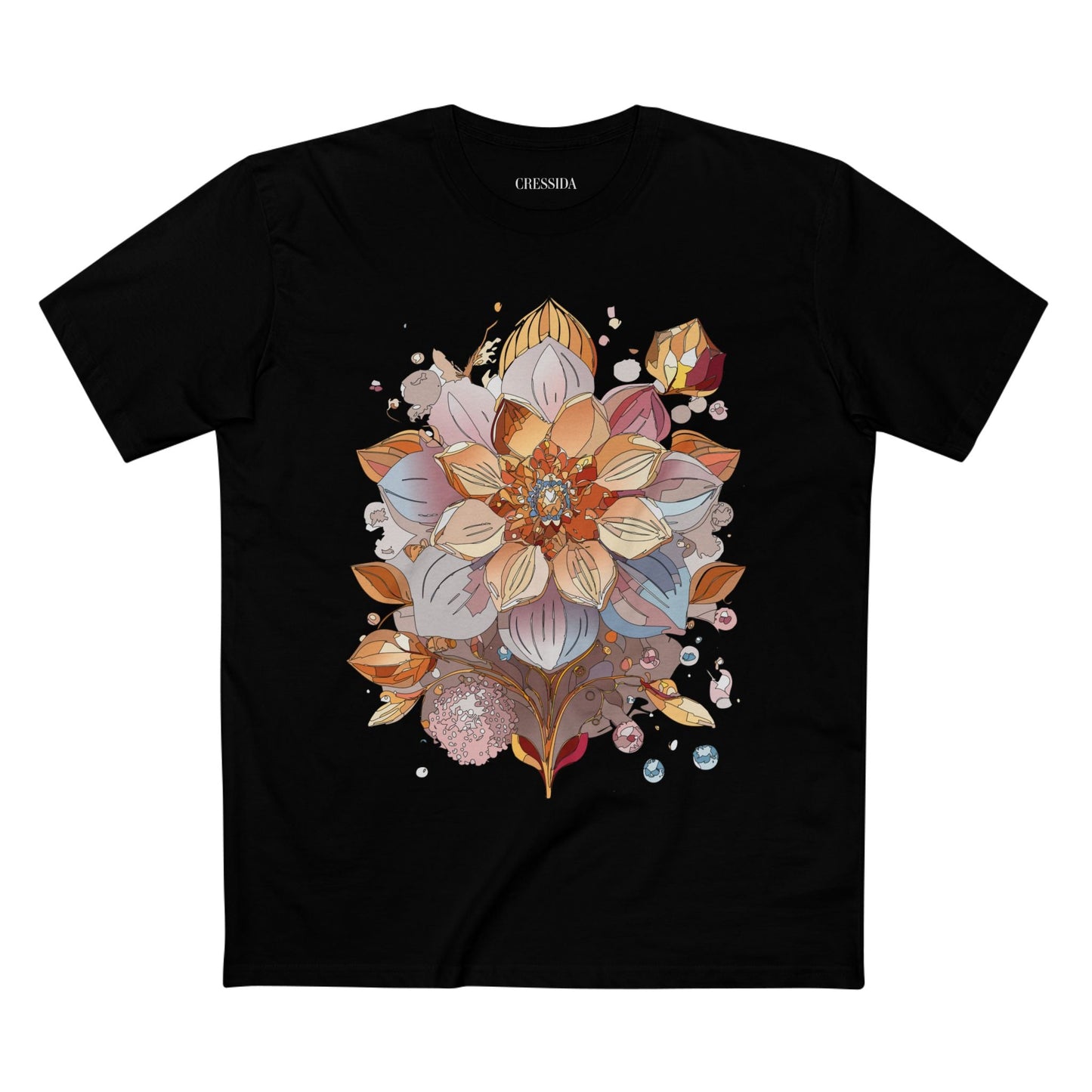 Floral Graphic T-Shirt Unisex 100 Cotton Art Design with Antique Flowers Tee 5