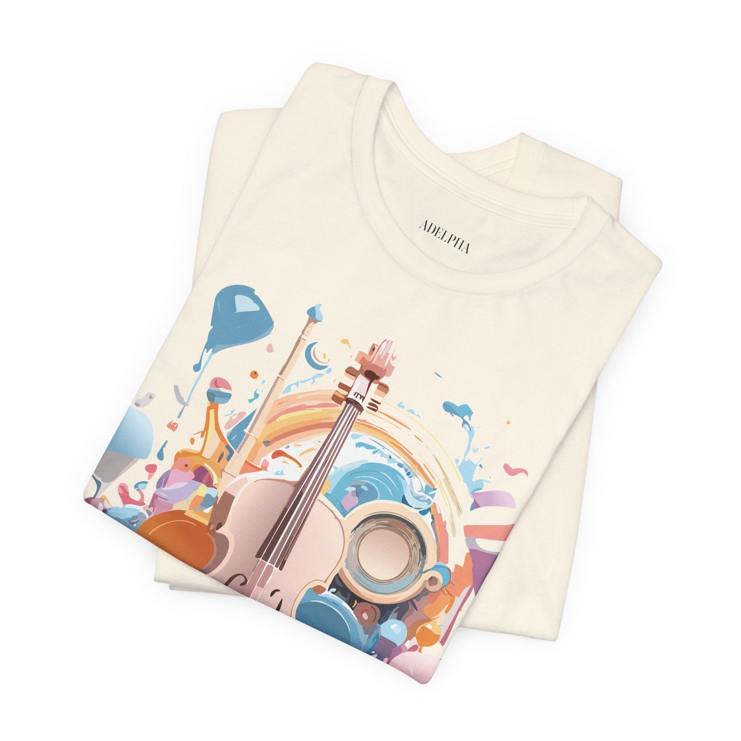 Music Graphic Unisex 100 Cotton Vintage Art with Musical Elements Tee 80