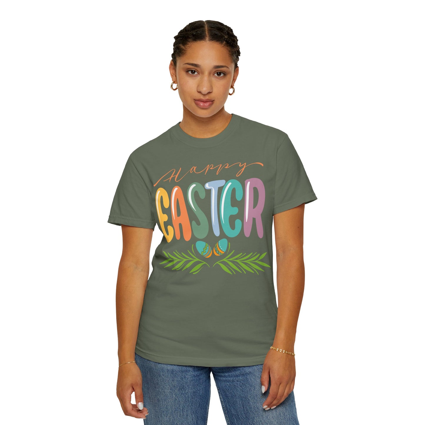 Happy Easter T-Shirt, Tee Shirt with Easter Signature, T Shirt with Easter Prints, Tee Shirt with Easter Design