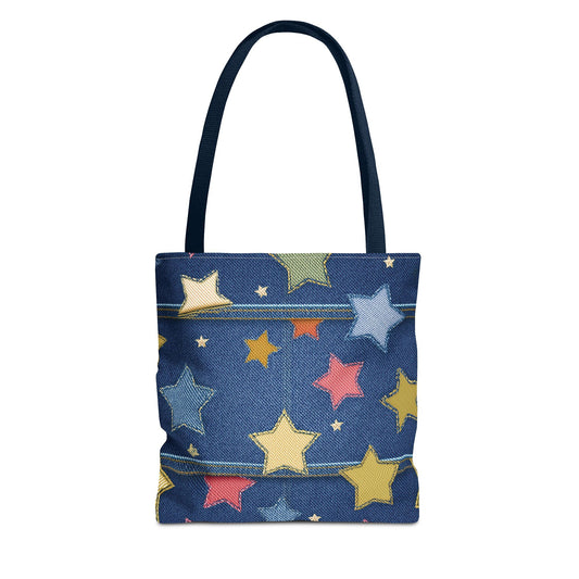 Denim Fabric Imitation Print Unisex Canvas Bag Poly Spun 3 Sizes Tote Bag 181-5
