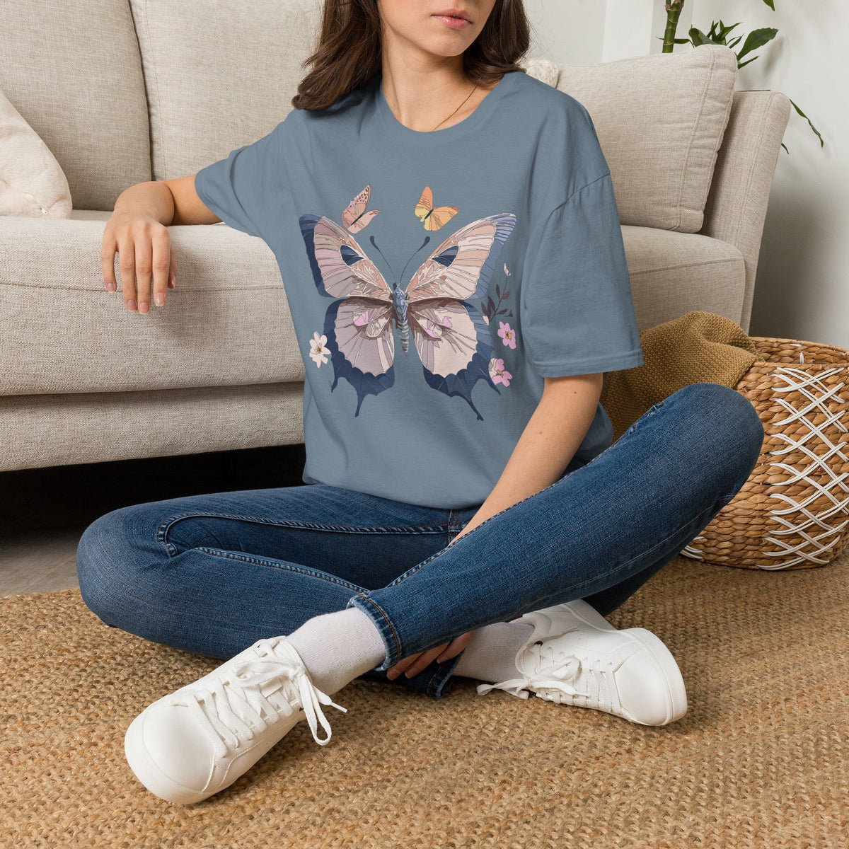Pastel Butterfly Floral Wings Graphic Design Unisex 100 Cotton Gildan T-Shirt