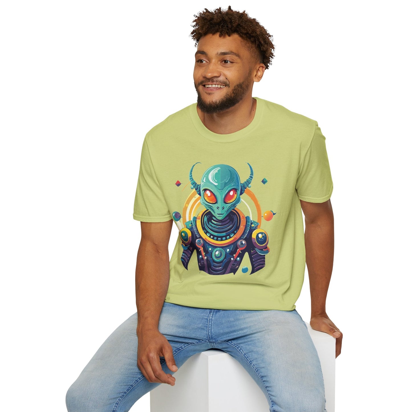 Alien Graphic Unisex Cotton Softstyle UFO Artwork Tee 2