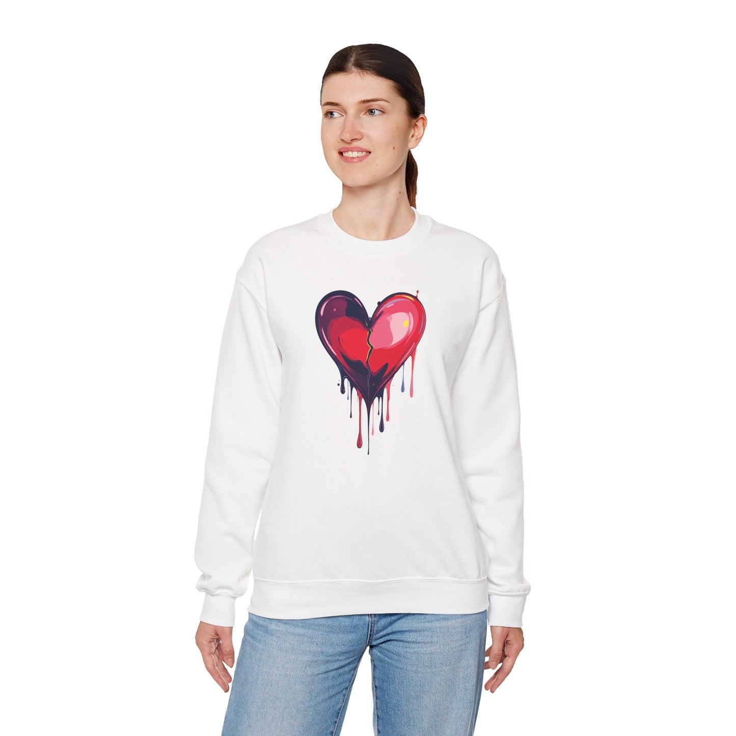 Red Heart Floral Sweatshirt Unisex Heavy Blend Crewneck Valentines Day Love Sweatshirt