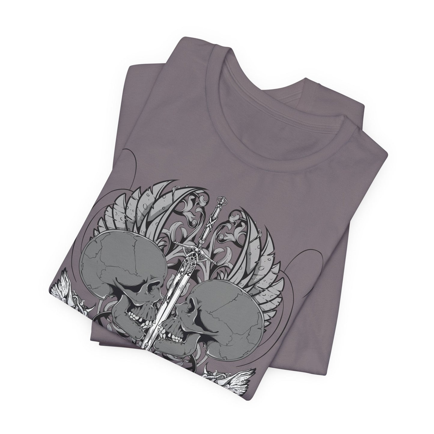 Honor Loyalty crest tee Gothic heraldry skulls wings emblem Art-48
