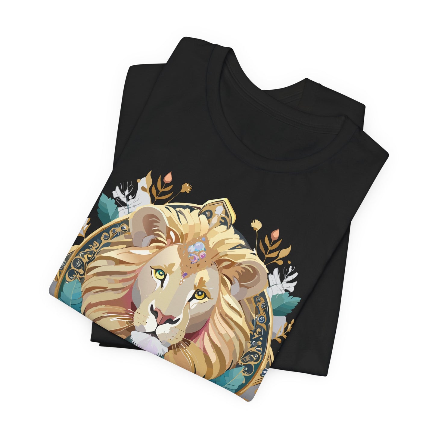 Unisex Lion Graphic Tee, Animal Shirt, Tee Shirt with Lion, Medallion T-Shirt, Animal Medallion Tees 2
