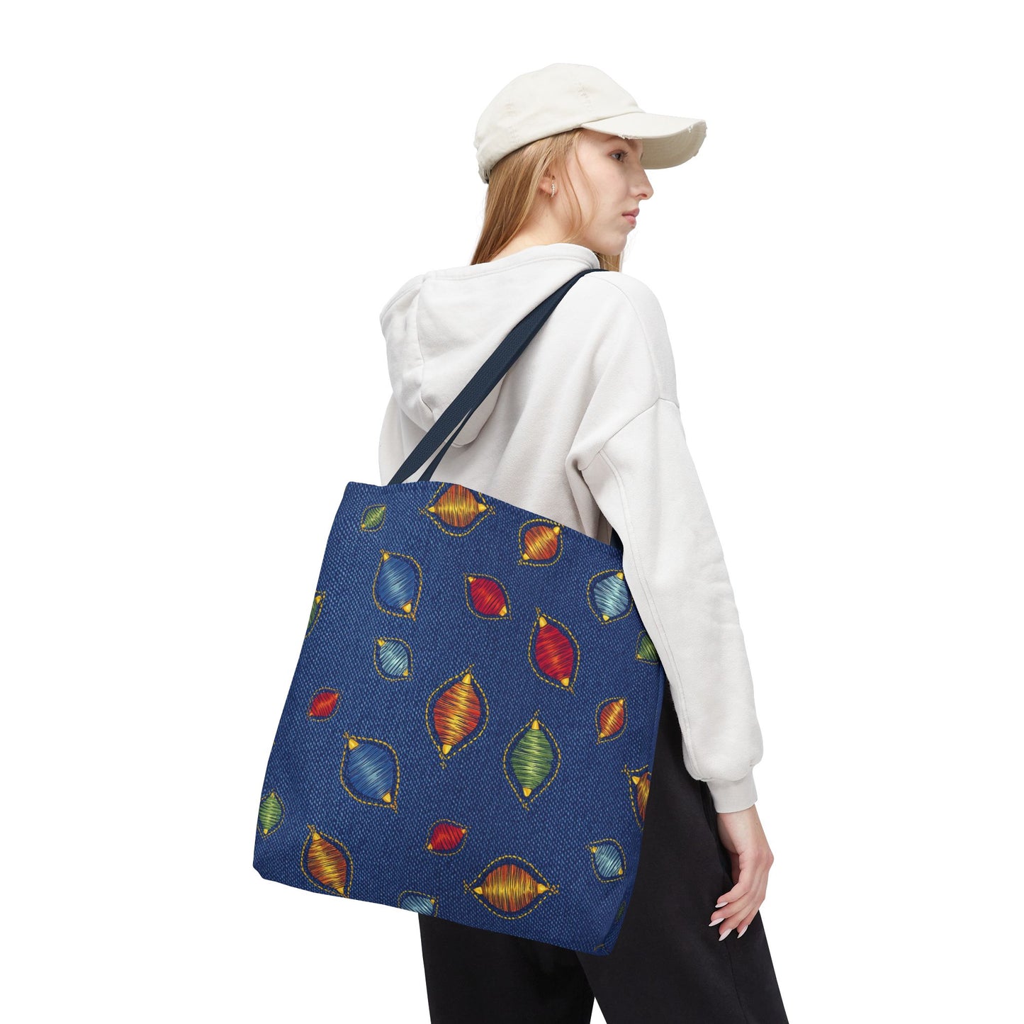 Diwali Graphic Denim Fabric Imitation Print Unisex Canvas Bag Poly Spun 3 Sizes Tote Bag 205-9