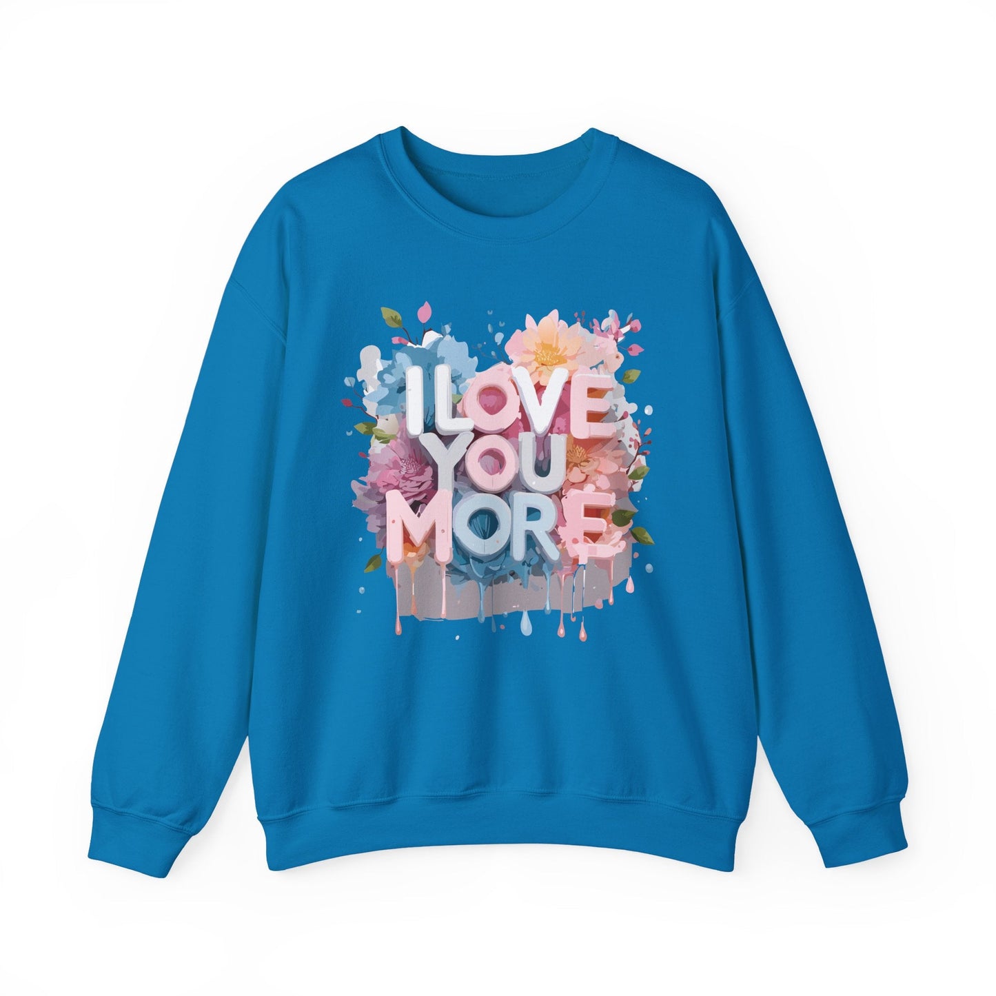 Floral Love Sweatshirt Unisex Heavy Blend Crewneck Valentines Day 50 50 Cotton Polyester Gildan 18000