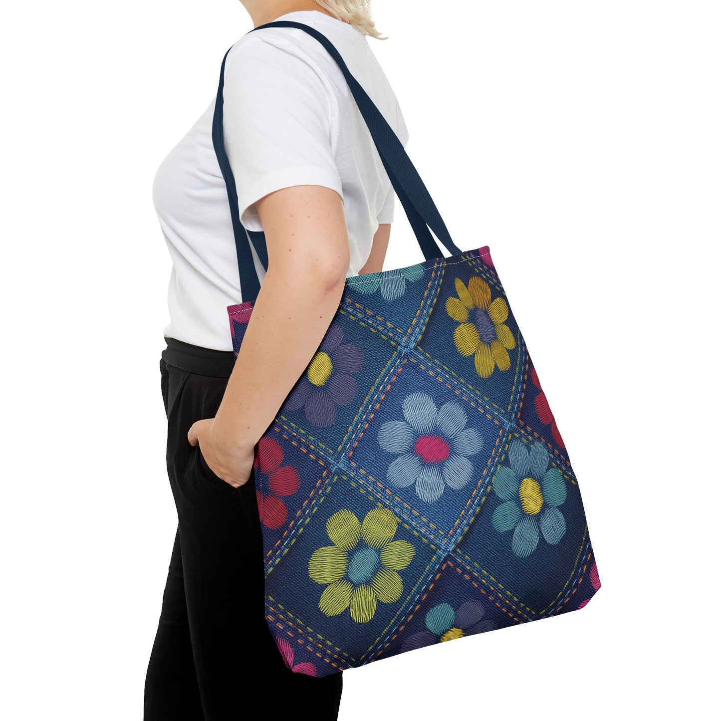 Denim Fabric Imitation Print Unisex Canvas Bag Poly Spun 3 Sizes Tote Bag 179