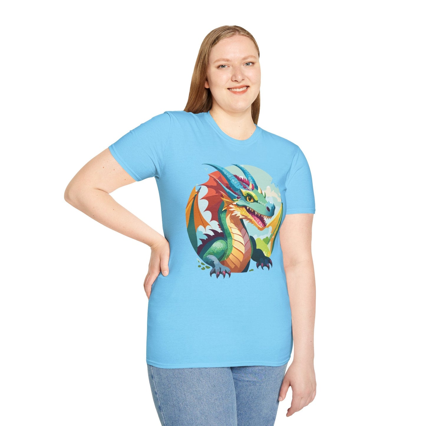 Unisex Dragon Graphic Tee By Gildan Softstyle 64000 Short Sleeve Cotton Tee Art Design
