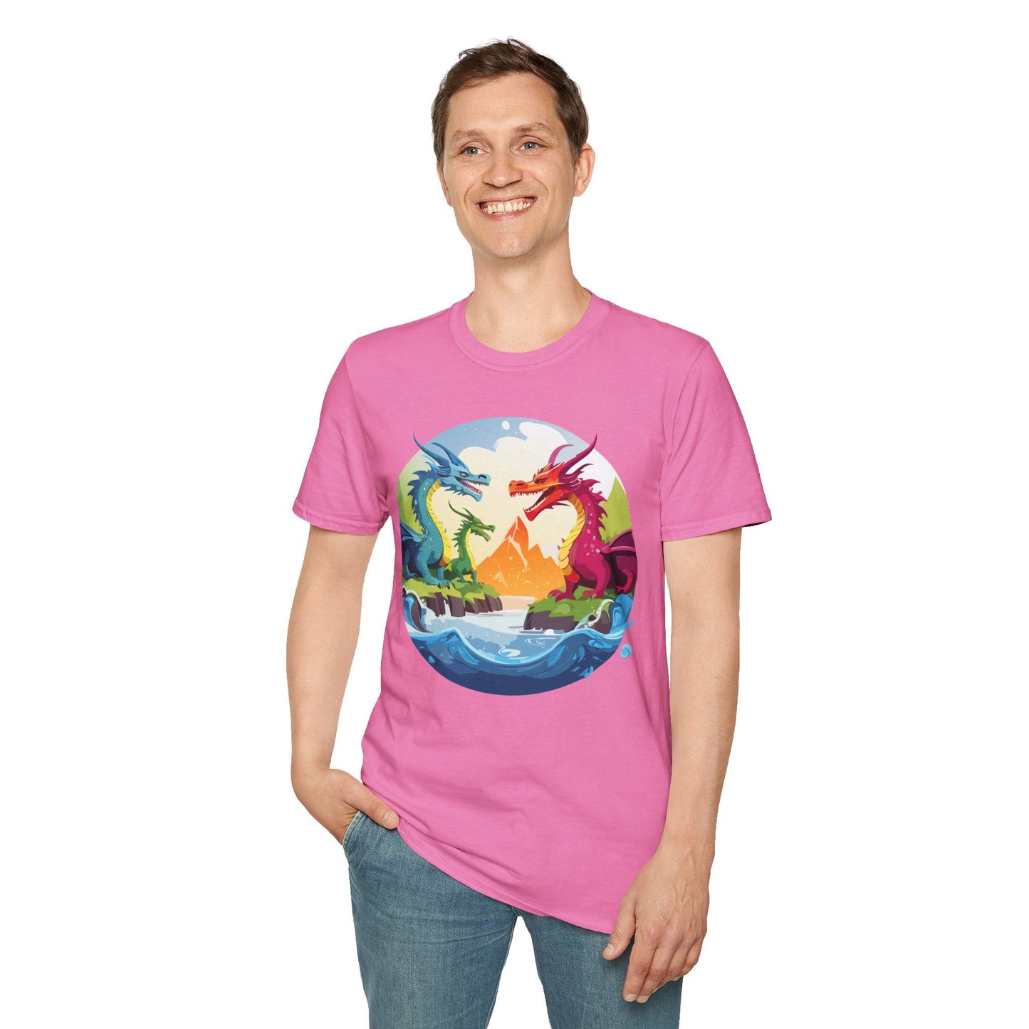 Dragon Graphic Unisex Cotton Softstyle Art Design Tee With Animals 18