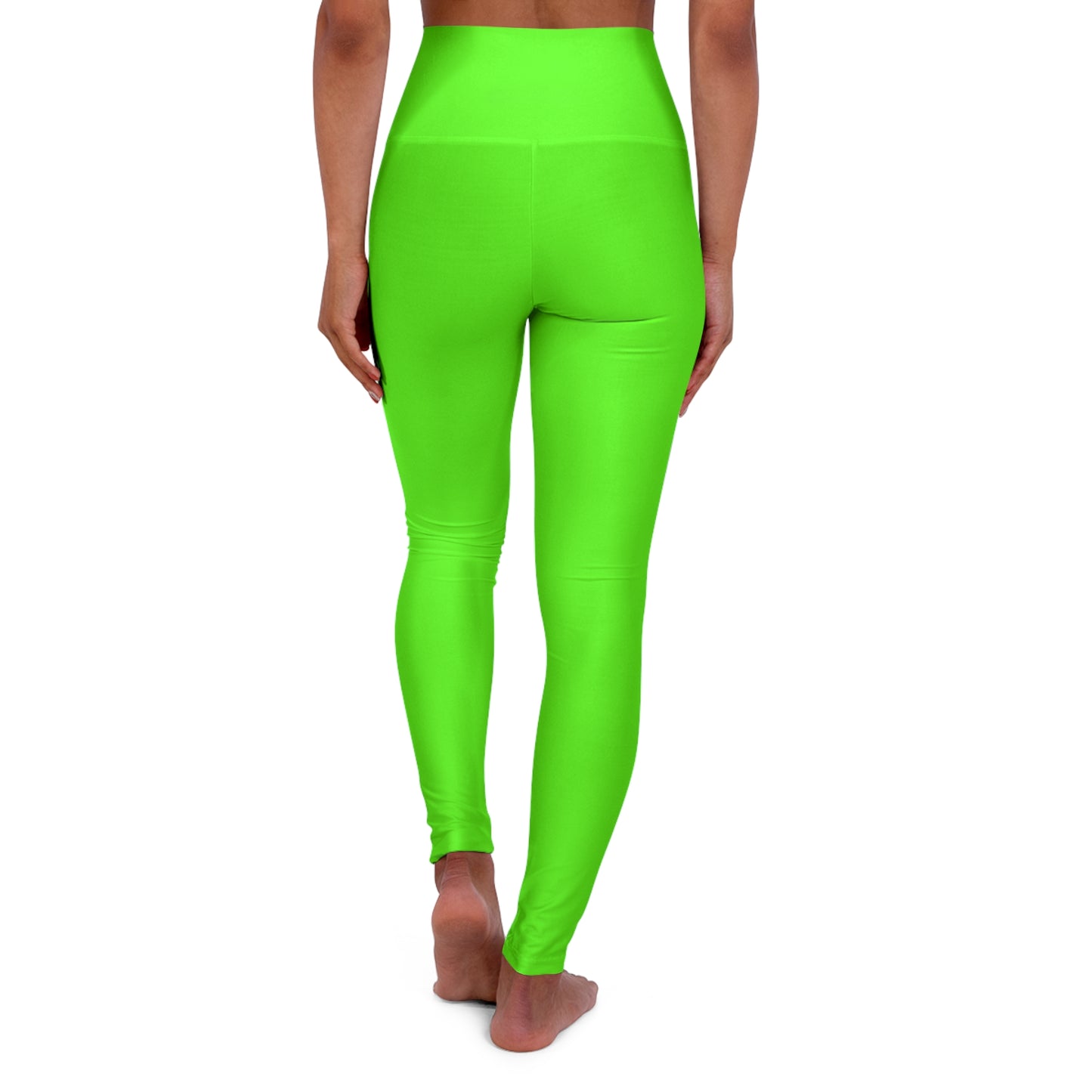 Neon Grass Green Color High-Waist Yoga Leggings Women's Seamless Poly-Span Stretchy Pants XS-2XL