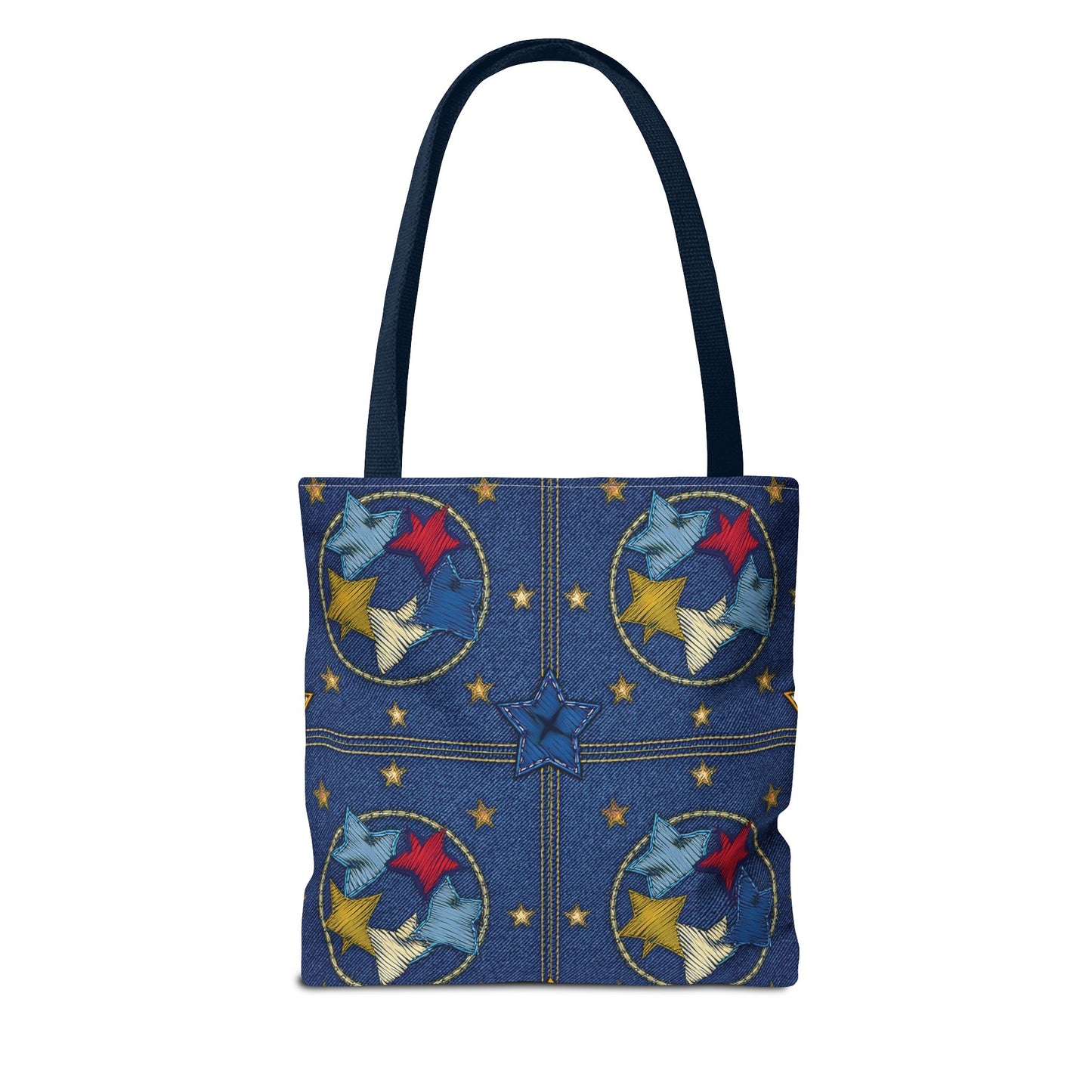 Denim Fabric Imitation Print Unisex Canvas Bag Poly Spun 3 Sizes Tote Bag 181-2