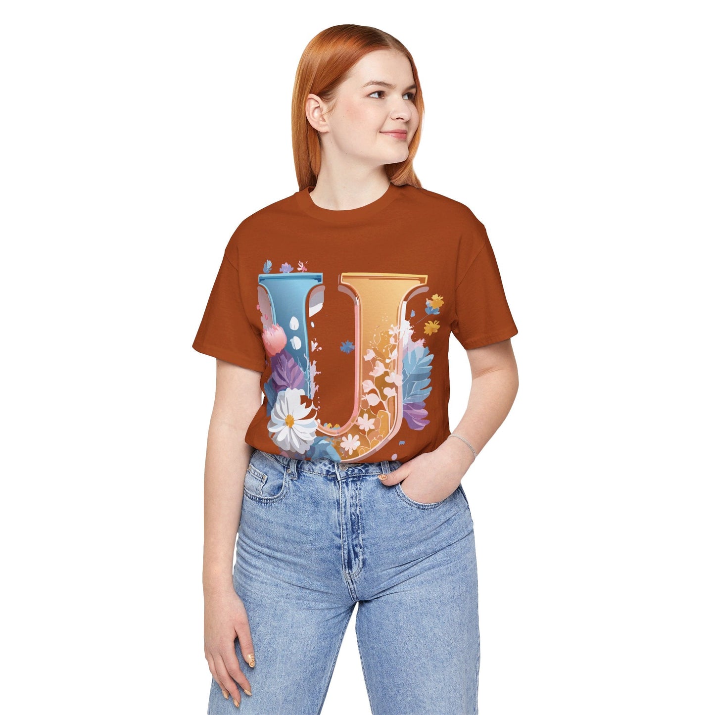 Letter U Graphic Tee Unisex Jersey Short Sleeve Premium Adelpha Art Design Shirt