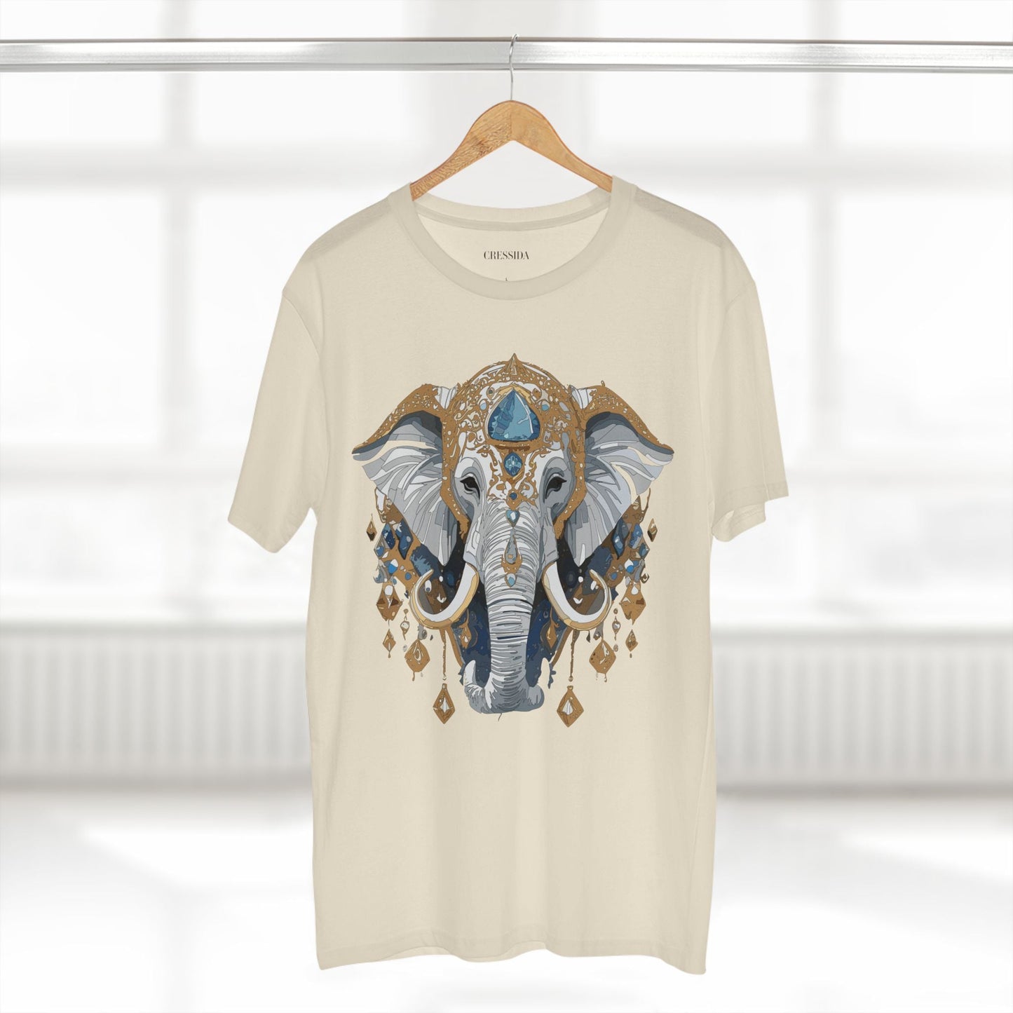 Elephant Graphic Unisex 100 Cotton Tee With Unique Animal Golden Medallion Art Design 40