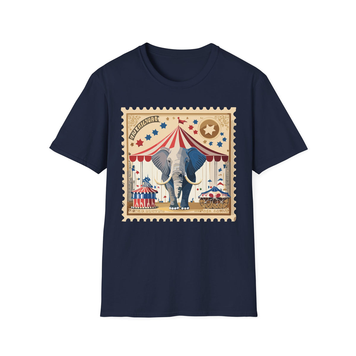 Circus Elephant Poster T-Shirt | Vintage Carnival Tent Stamp Graphic Tee Unisex 100 Cotton Gildan T-Shirt