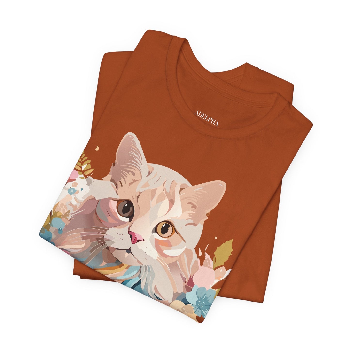 Cat Graphic Tee Unisex Short Sleeve Shirt With Adelpha Vintage Artwork